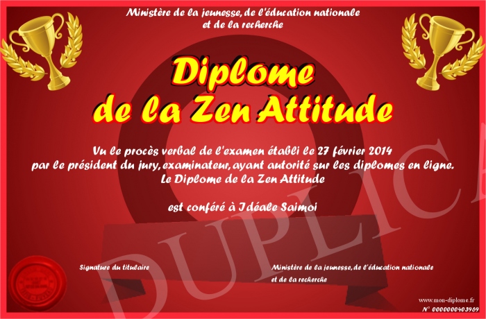 diplome zen attitude